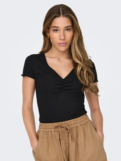 ONLBETTY LIFE S/S V-NECK TOP CC JRS