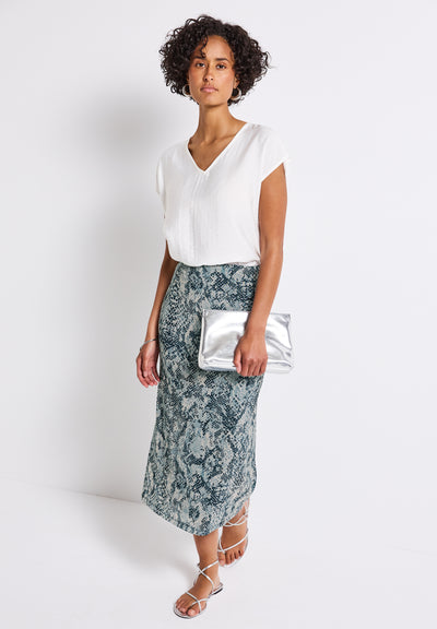 Mesh-Rock mit Snake Print