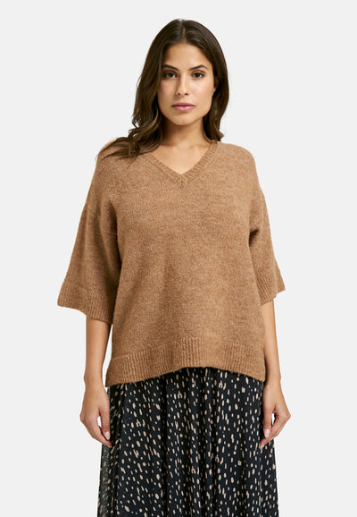 Light BouclÃ© V-neck Pullover