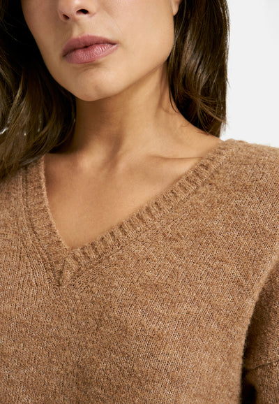 Light BouclÃ© V-neck Pullover