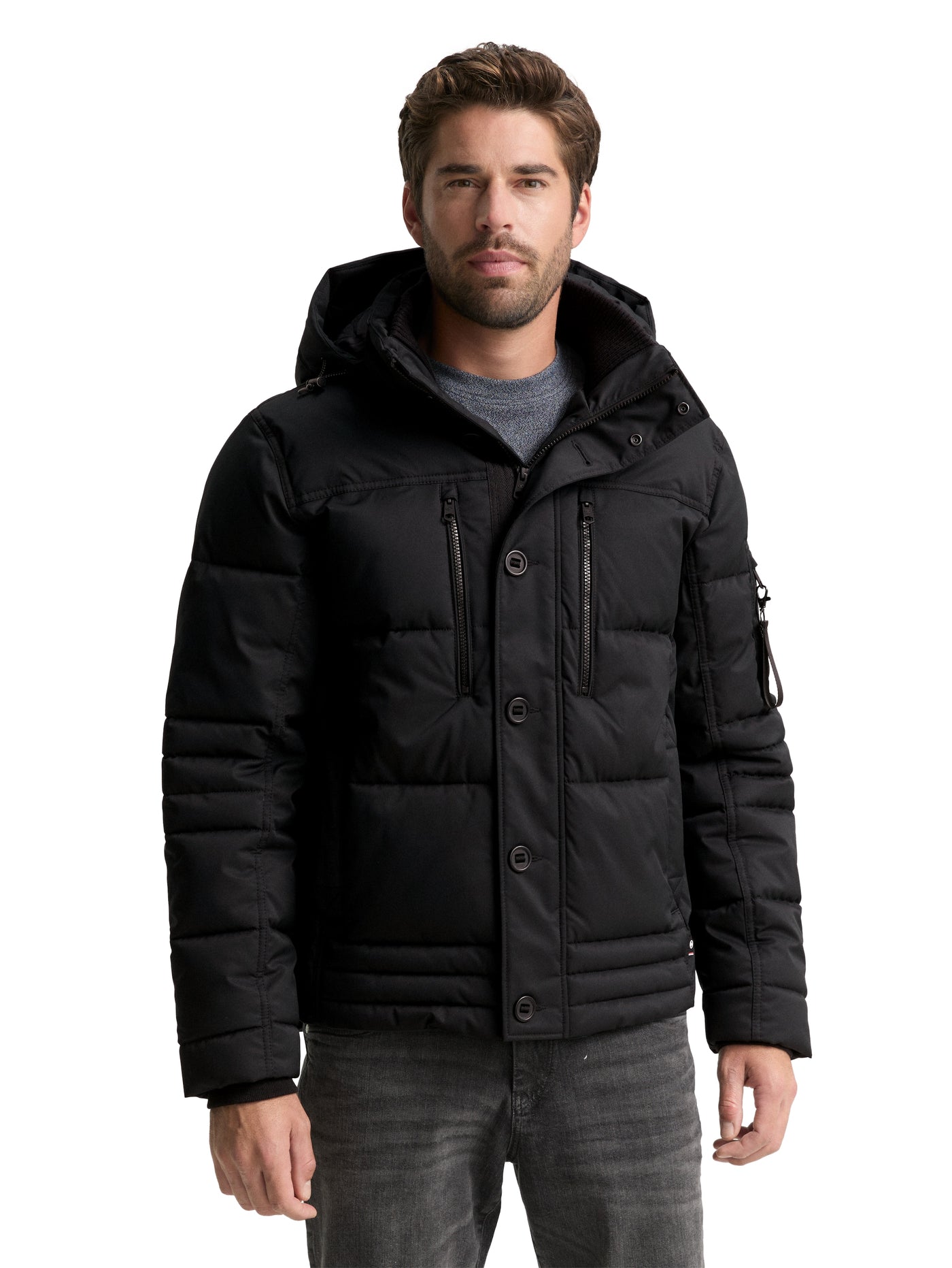 Puffer-Jacke mit abnehmbarer Kapuze