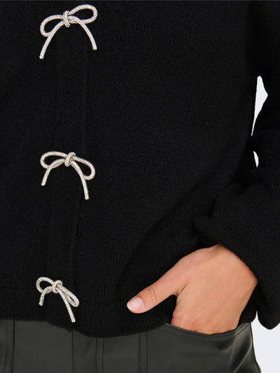 ONLDONNA LS BOW V-NECK KNT