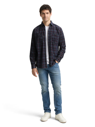 Regular Fit Cordhemd mit Karomuster