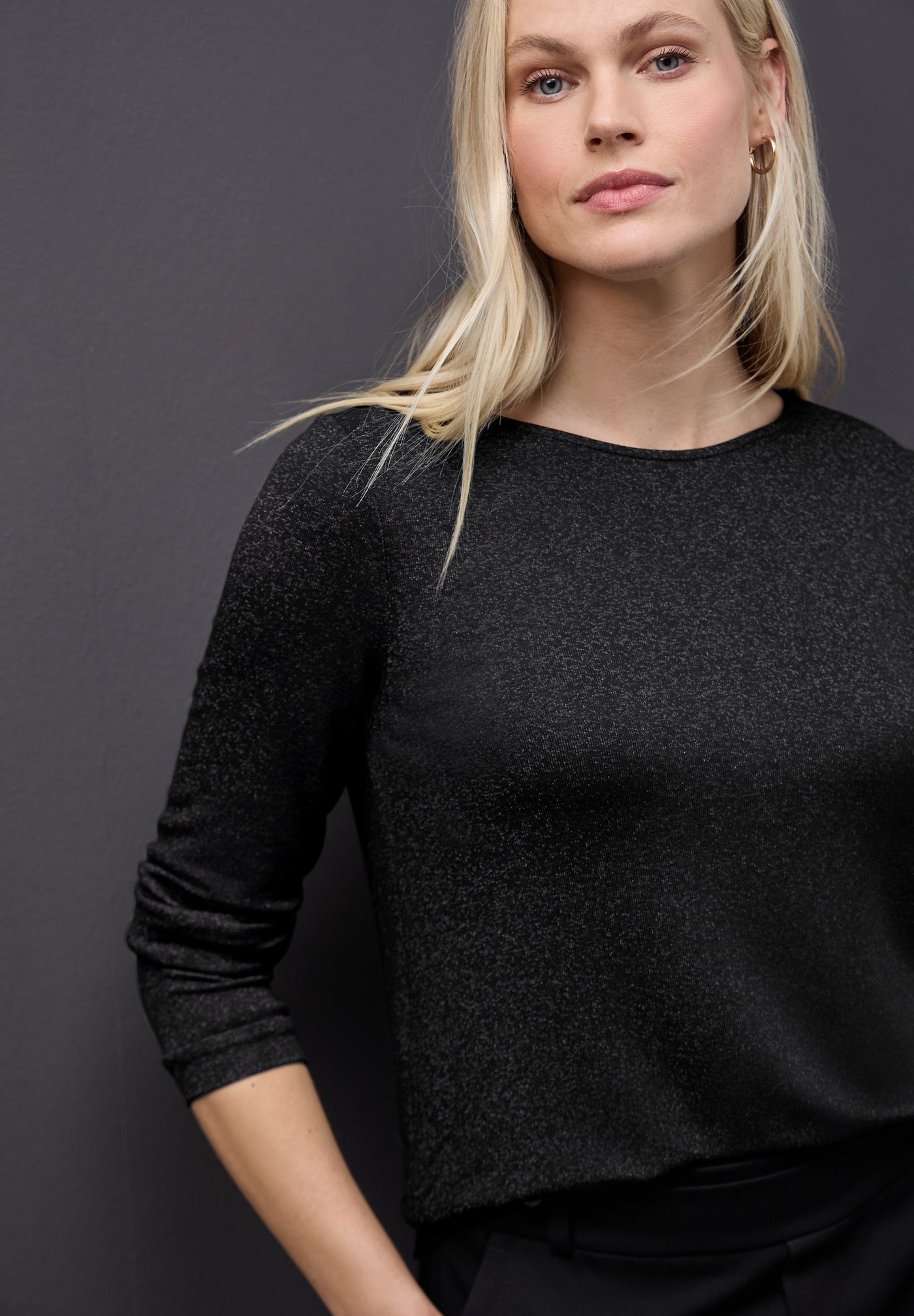 Glitzer Strick-Look Shirt