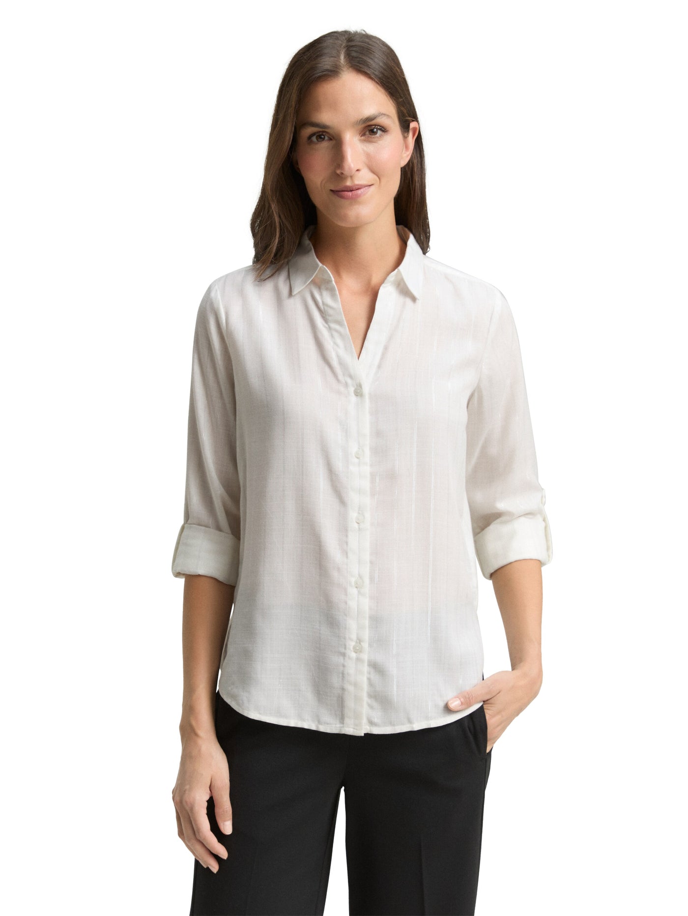 Bluse mit Streifen in Glitzer-Optik