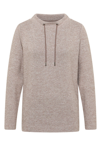 Funnelneck Melange Rippshirt