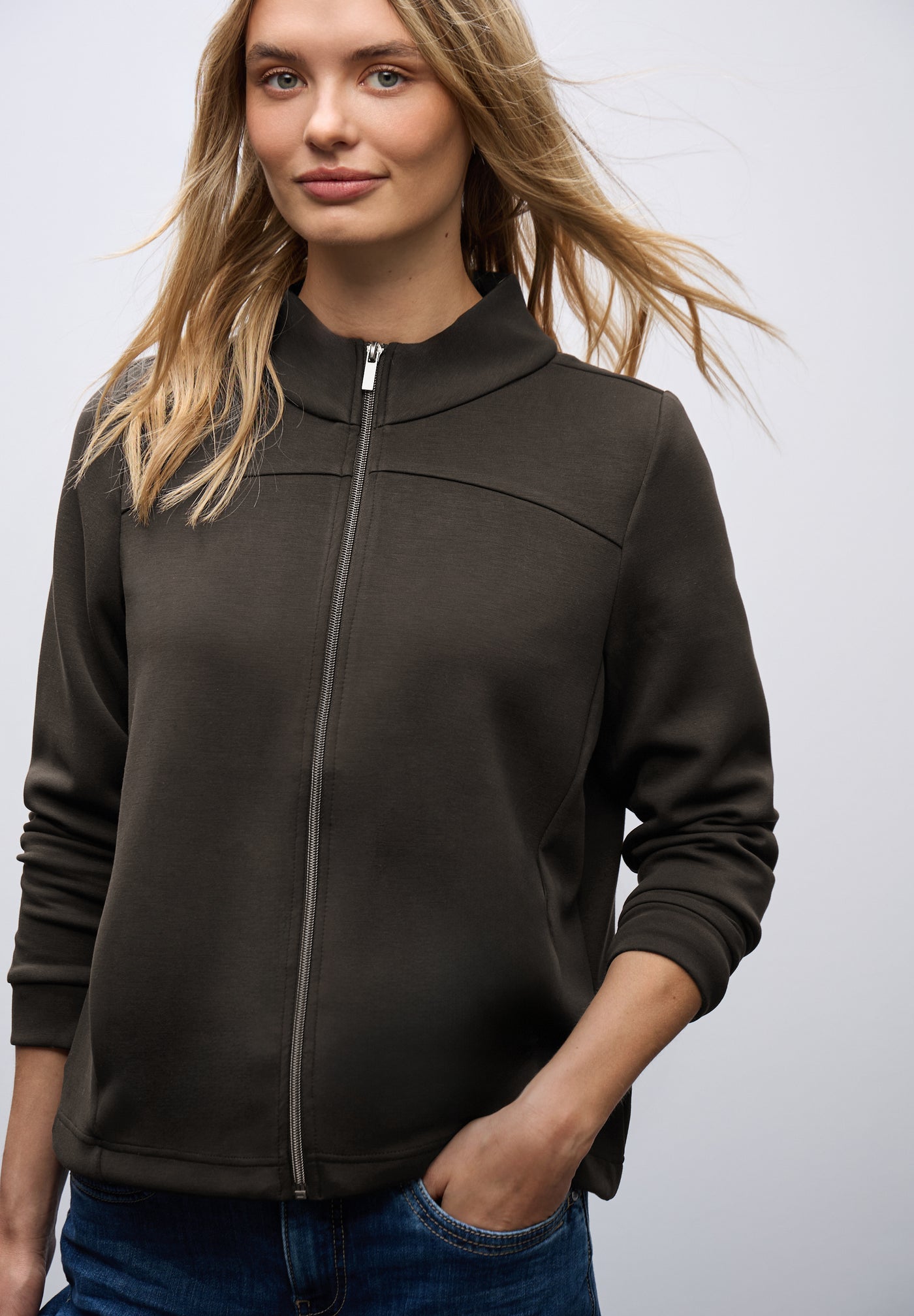 Silk-Look Jacke mit Zipper