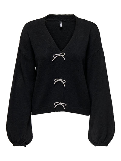 ONLDONNA LS BOW V-NECK KNT