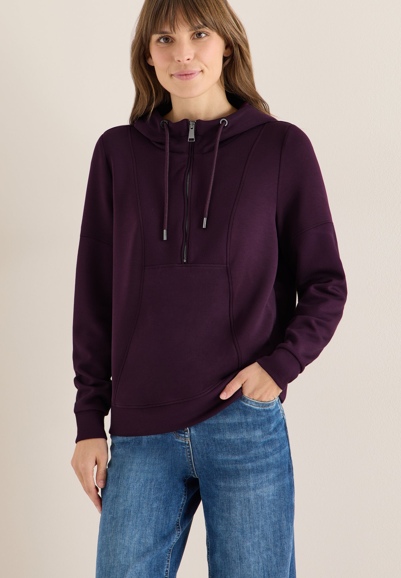 Troyer-Sweatshirt mit Kapuze