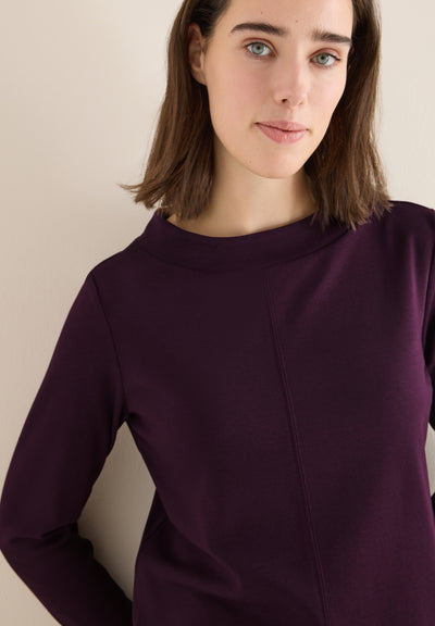 Funnelneck Shirt in Unifarbe