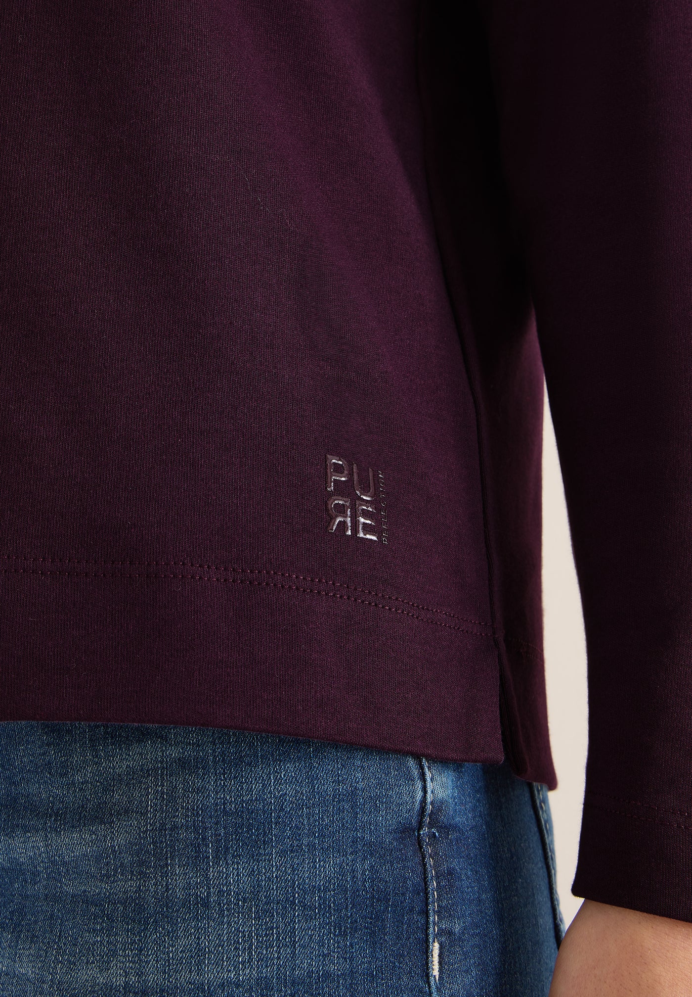 Funnelneck Shirt in Unifarbe